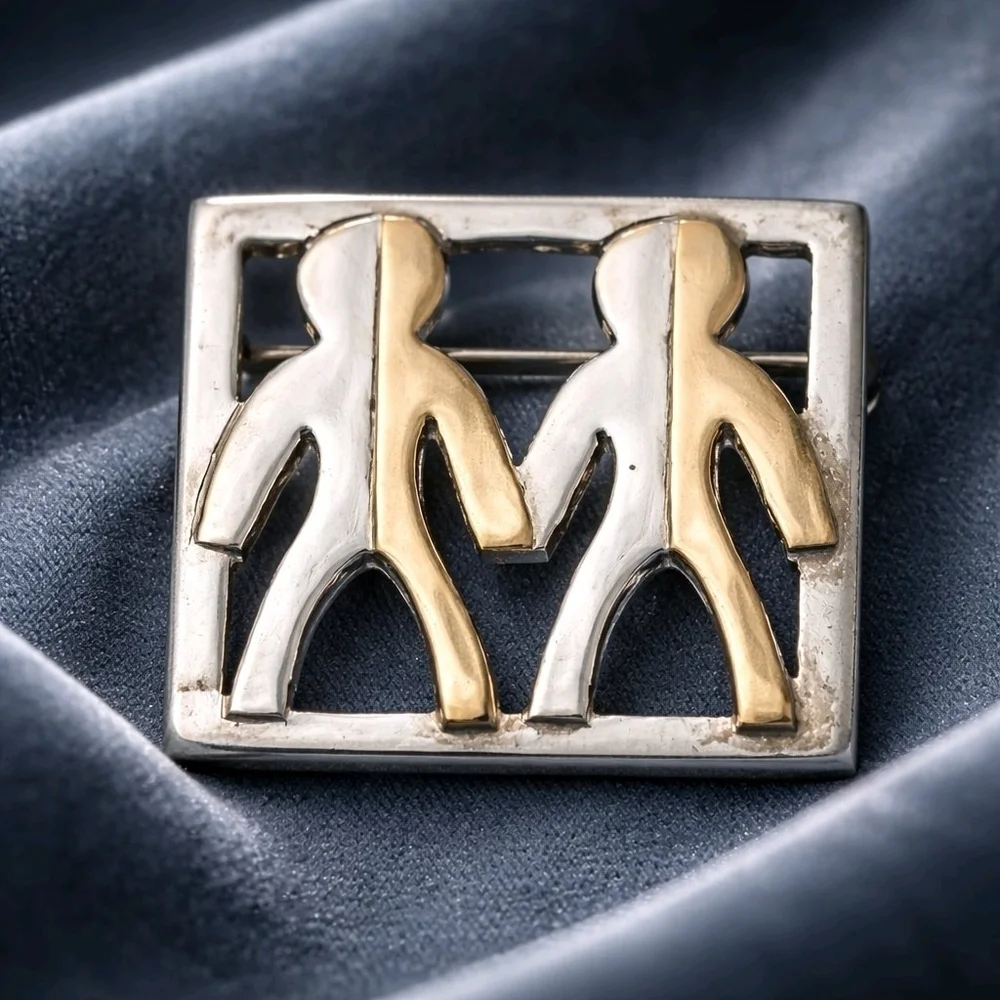 Brooch 925 & 14k Gold